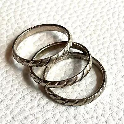 3 Milor 925 Sterling Silver Stackable Ring Bands Size 10 1/4 • $26.52