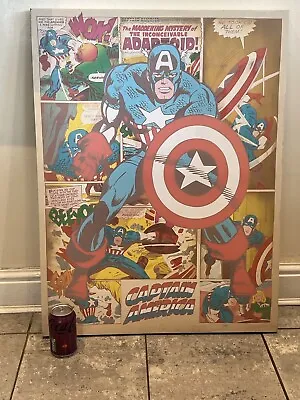 Vintage Marvel Comics Captain America Canvas Large 60x80cm Picture Frame Gift • £29.99