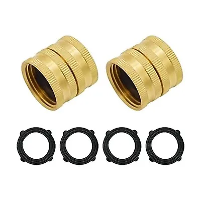 2 Pack Garden Hose Adapter Female To Female 3/4 Inch Brass Hose Connecter • $5.69