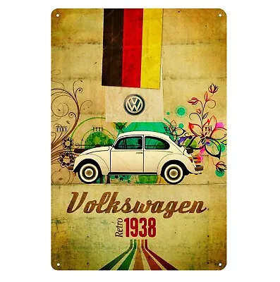 Vw Beetle Car Metal Poster Tin Sign 20x30cm • $14.90