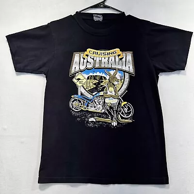 Cruising Australia Biker Shirt Small Black Men’s Harley Kangaroo Travel Vintage • $18.89