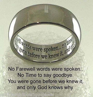 Bereavement Prayer Ring Farewell Remembrance Stainless Steel Band  • $23.99