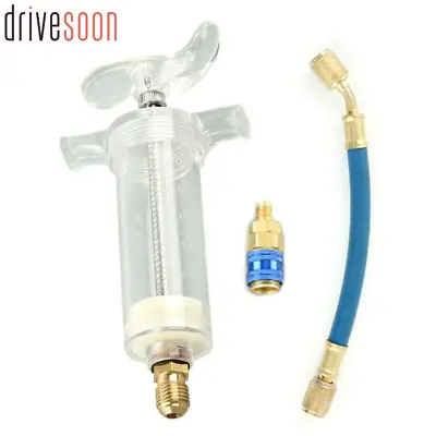 New A/C AC Oil & Dye Injector With R-134a Snap Quick Coupler 1/4  SAE Hand Turn • $12.99
