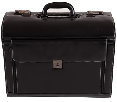 Large Leather Pilot Case Business Laptop Travel Flight Case Bag Hand Luggag 6913 • £79.99