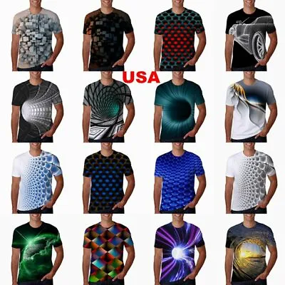 Men T-Shirt Funny 3D Graphic Print Camisetas Fashion Summer Novelty Tee T Shirts • $18.86