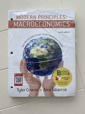 Modern Principles Of Macroeconomics By Cowen And Tavarrok 2018 4e Looseleaf • $21.99