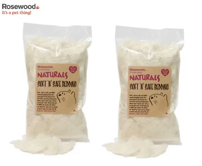 2x Rosewood Naturals Small Animal Bedding Kapok Fibre Hamster Mice Soft N Safe • £7.98