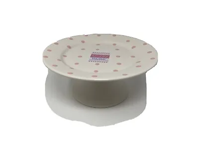 Made In Portugal 8in Ceramic Pink & White Cake Stand CC02B38003 • $23.39