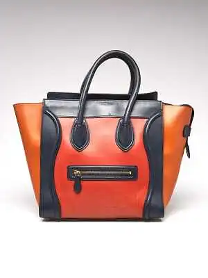 Celine Tri-Color Calfskin Leather Mini Luggage Tote Bag • $825