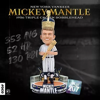 MICKEY MANTLE New York Yankees Legend 1956 TRIPLE CROWN Bobblehead #/207 NIB! • $350