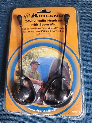 Midland AVP1 Over The Ear 2-Way Radio Headsets Boom Microphone PTT Button • $20