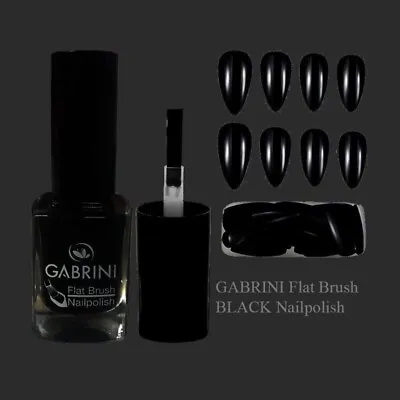 GABRINI Flat Brush Nail Polish / Nail Varnish Super Shine - BLACK - 13ml • £2.99