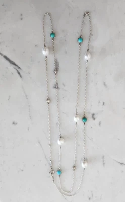 $1795 • Buy Tiffany & Co. Elsa Peretti Color By The Yard Sprinkle Necklace (diamonds/pearls)