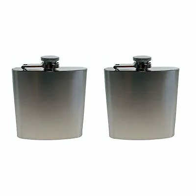 Q=2 Stainless Steel 6oz Hip Flask W/ Never-Lose Leak Proof Cap | Hiking Camping • $13.95