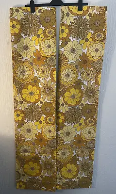 £69.99 • Buy Vintage Retro St Michael Curtains Yellow Mustard Floral 60s 70s W 44  D 54 