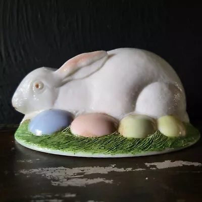 Vintage Westmoreland Milk Glass Easter Bunny On Nest W/ Easter Eggs *Lid Only* • $32