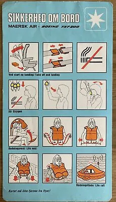 MAERSK AIR B737-200 SAFETY CARD 1980s VINTAGE • $49.99