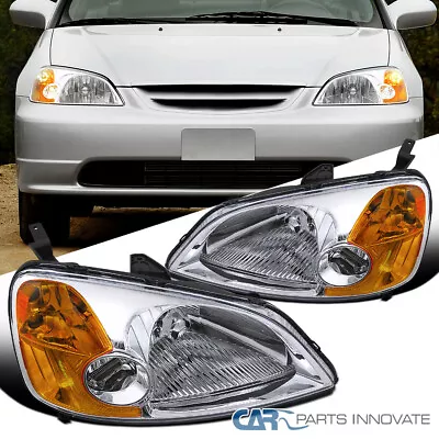 Fit 2001 2002 2003 Honda Civic Coupe Sedan JDM Headlights Head Lamps Left+Right • $62.95