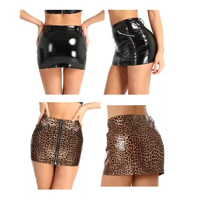  Womens Sexy PVC Leather Skirts Zipper Bodycon Mini Skirt Rave Party Clubwear • £19.62