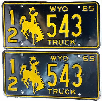 Wyoming 1965 License Plate Set Vintage Truck Lincoln Co Man Cave Collector Decor • £72.24