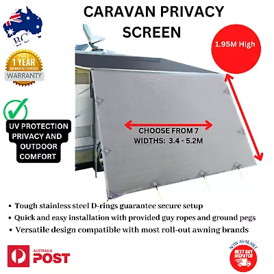 Caravan Privacy Screen Roll Out Awning Privacy Screens 1.95m End Wall 7 Sizes AU • $56.41