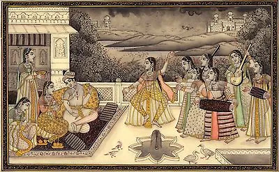Mughal Miniature Painting Handmade Classic Indian Historical Mogul Harem Art • $299.99
