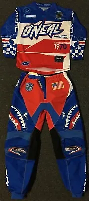 Youth O’neal Team Issued Racing Motocross Kit S Jersey Pants MX Fox AXO Vtg 90s • $119.95