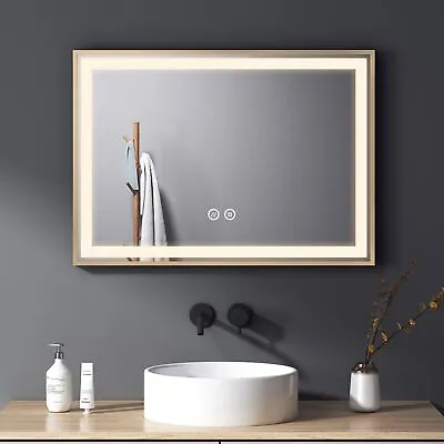 £63.99 • Buy Meykoers LED Bathroom Mirror Lights With Demister Gold Metal Frame 700 X 500 Mm