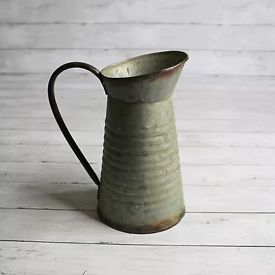 Vintage Galvanized Pitcher Farmhouse Home Decor Metal Tin Handle • $24