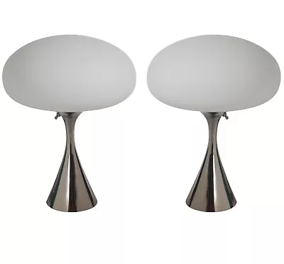 Pair Of Mid Century Modern Table Lamps By Designline In Chrome Space Age Mod  • $995