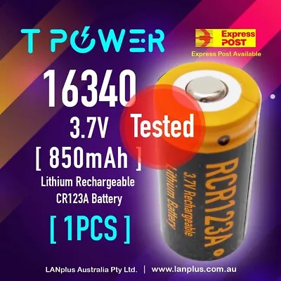 T Power 1x RCR123a 16340 Rechargeable 3.7V 850mAh Lithium-Ion Li-ion Batteries • $9.50