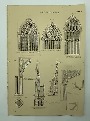 ARCHITECTURE Window York Taunton Lincoln Cathedral 1880s Antique Print Original • £7.96