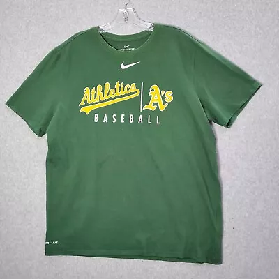 Oakland Athletics Men T-Shirt XL Green Logo Nike Logo Short Sleeve Tee READ • $13.88