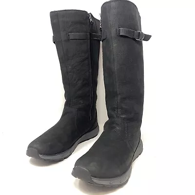Womens Eddie Bauer Lodge Boots Black Leather Freeheat Tall Waterproof Zip Sz 9 M • $42.99