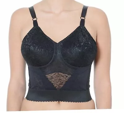 New Rago Style 2202 - Long Line Firm Shaping Expandable Cup Bra Black 42 B • $29