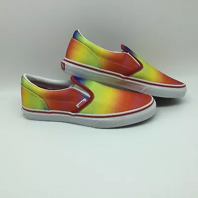 Vans Men/Women's Shoes  Classic Slip-On  -- (Rainbow Glitter)Racing Red Tru Whit • $49.49