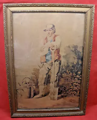 Antique George Grattan Watercolor Painting - Irish Farmer - (1787-1819) • $850