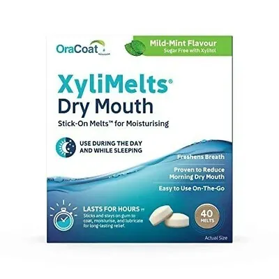 OraCoat XyliMelts Mild Mint For Dry Mouth 40-Count 7-40-UK • £14.99