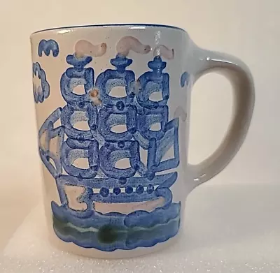 M A Hadley Pottery Mug Clipper Ship Signed Hand Painted Low Tide #1 • $18