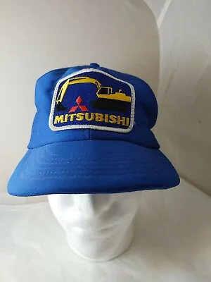 Mitsubishi Logo Hat Cap Blue Emblem Crane Made USA Snapback Heavy Equipment  • $9.99