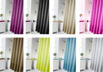 PLAIN SHOWER CURTAIN PANEL WITH MATCHING RINGS FOR POLE 180cm X 180cm MULTI • £7.99