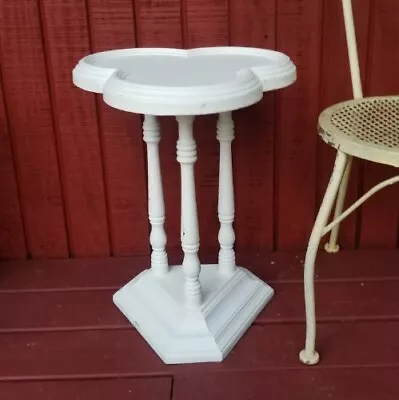 Vintage Side Accent Table Shabby White Paint Wood French Cottage Pedestal  • $59