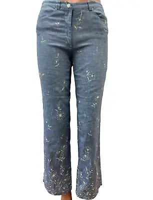 Vintage VERSACE JEANS COUTURE Size 26 S LINEN Cotton Trousers Pants FLoral • $69.31