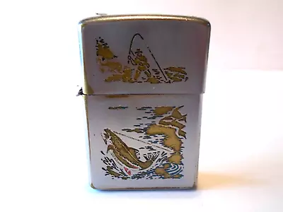 Vintage Zippo Fly Fishing Trout Chrome & Gold Cigarette Lighter 1966 • $12.50