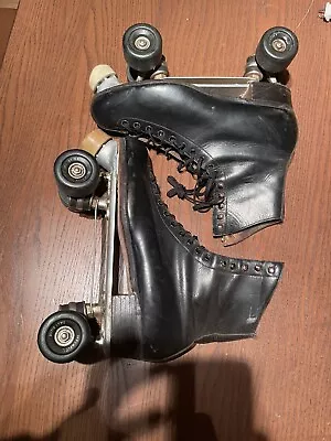 Vintage Riedell Red Wing Black Leather Roller Skates Chicago Trophy Mens 11.5 • $130