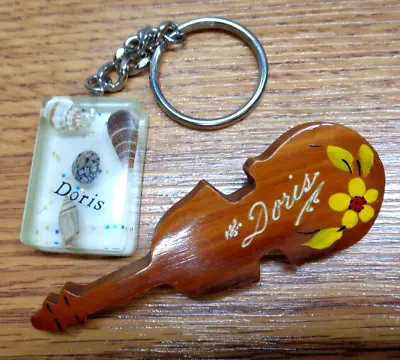 Vtg Estate Find ~ Lot/2 Personalized DORIS Seashell Keychain & Wood Pin • $11.99