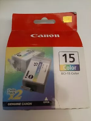 2x Canon Genuine Pixma Ink Printer Cartridge BCI-15C 15 C Tri-Colour I70/i80 Twn • $20