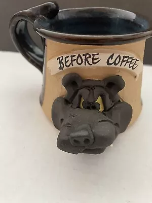 Vintage Ugly Animal 3D Face Mug Cup MMS Mahon Stoneware Pottery Mastache • $21