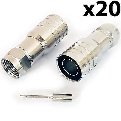 20x PRO Outdoor CT165 WF165 F Type Hex Crimp Connector Plug Thick Coax Cable • £20.49