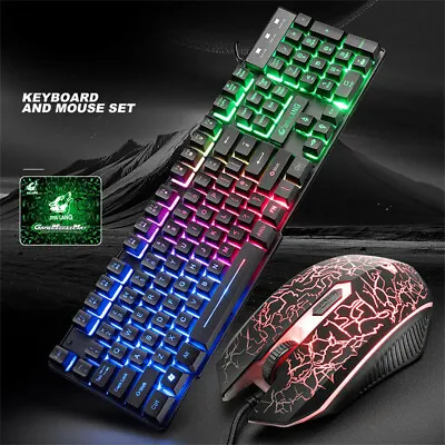 $58.81 • Buy Gaming Keyboard And Mouse Combo Bundle Set RGB Wired USB For PC Laptop PS4 Xbox